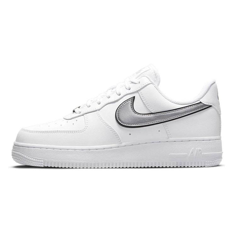 New Nike Air Force 1 Low '07 Essential White Metallic Silver Black Women's DD1523-100