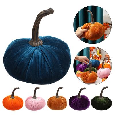 Artificial Handmade Halloween Velvet Pillow Pumpkins Decor Plush Throw Pillows Soft Stuffed Pumpki