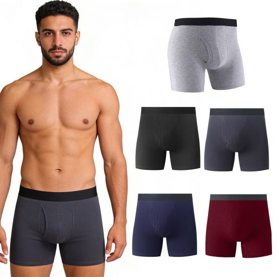 Herren Boxer Unterwäsche Mittelhoch geschnitten Elastischer Bund U-förmige Shorts Slips Kontrastierender Bund Offene Front Slips