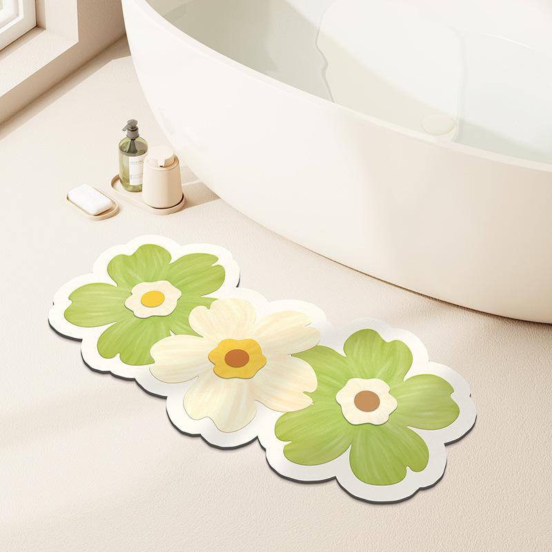 Small Fresh Flowers Diatom Mud Mat Home Bathroom Cute Flower Non-slip Mat Bathroom Absorbent Quick Drying Mat