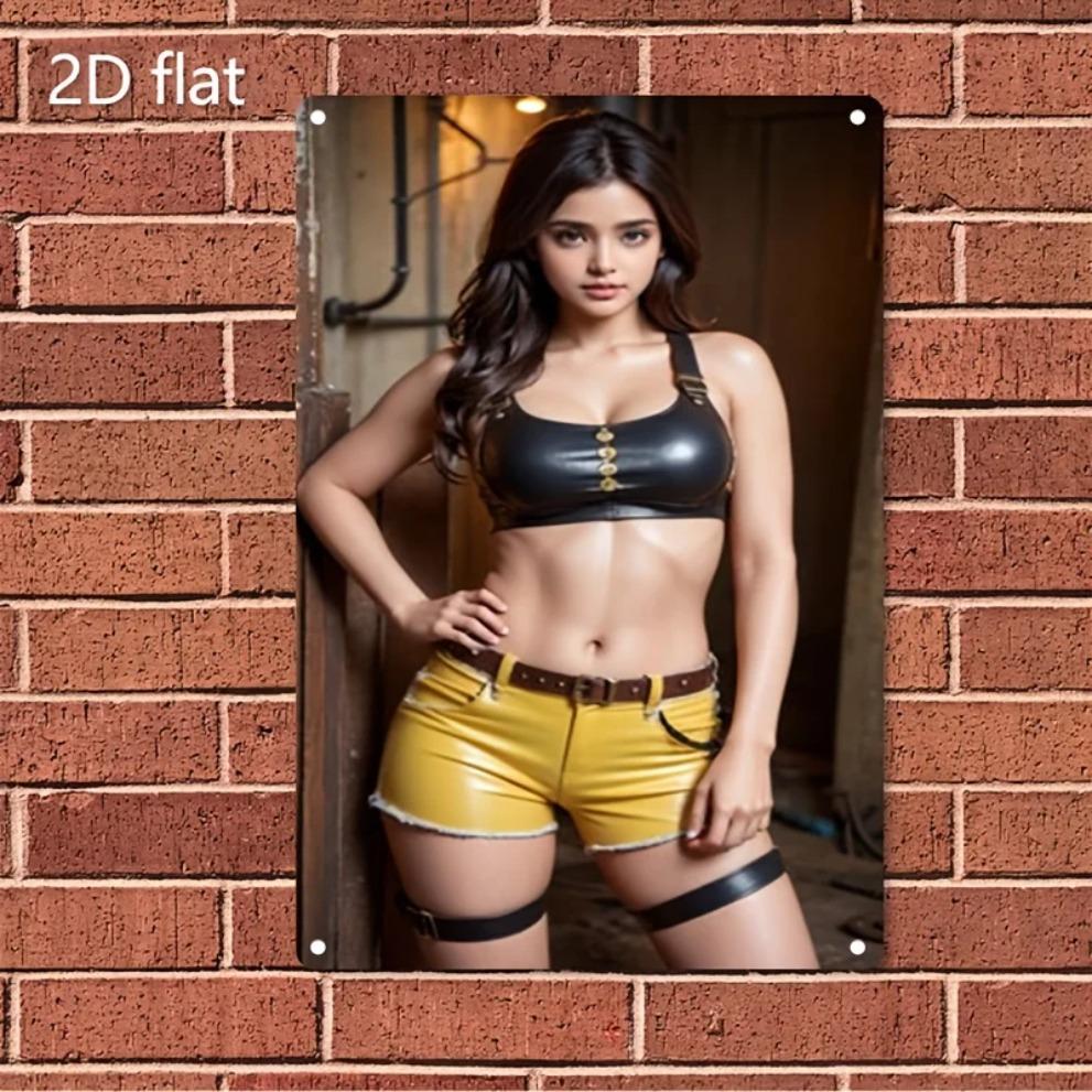 Iron Action Heroine Metal Wall Art Sign 2D Flat Durable Decor for Home Bar Man Cave