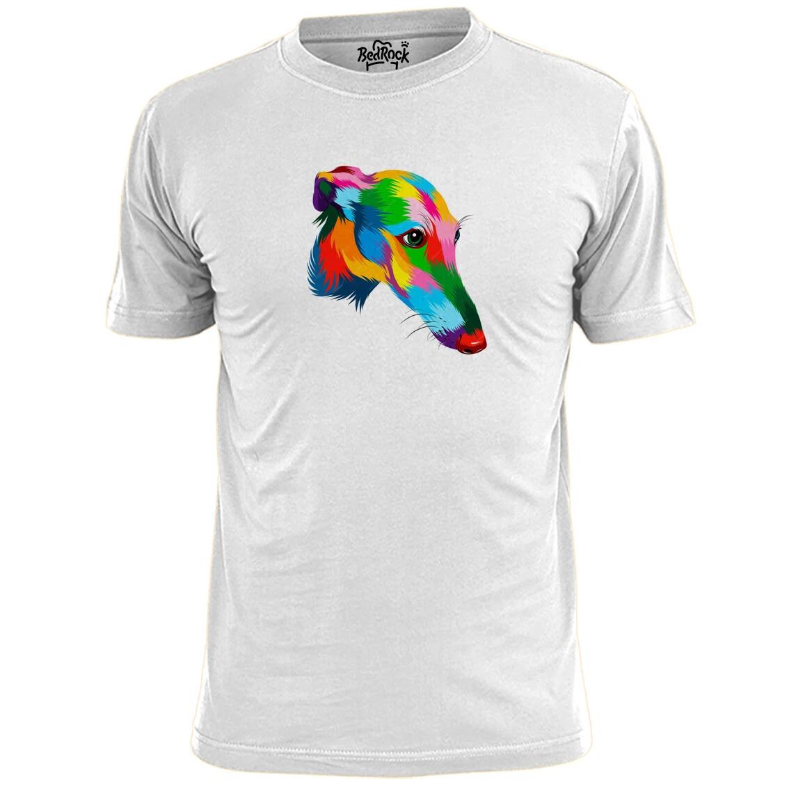 Mens Abstract Colourful Greyhound Dog Head Art T shirt Pet Pooch 3XL