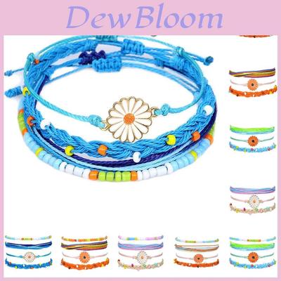 Neues böhmisches Stil wasserdichtes Wachsfaden handgewebtes Armband-Set mit Legierungs-Gänseblümchen-Perlen