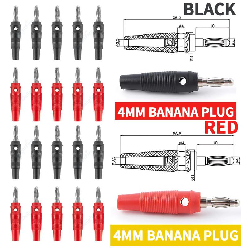 32A High Current Screw Type 4mm Male Stackable Banana Plug for Speaker Cable Adaptation Red and Black 4mm Solderless Banana Plug
