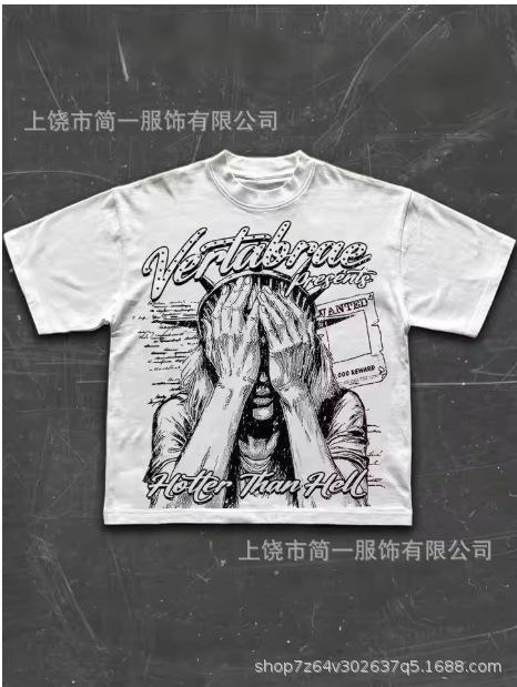 Summer men's European and American retro trend short-sleeved casual digital printing T-shirt top summer explosion