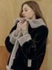 Maxza Wide Collar Contrast Faux Fur Shearling Jacket