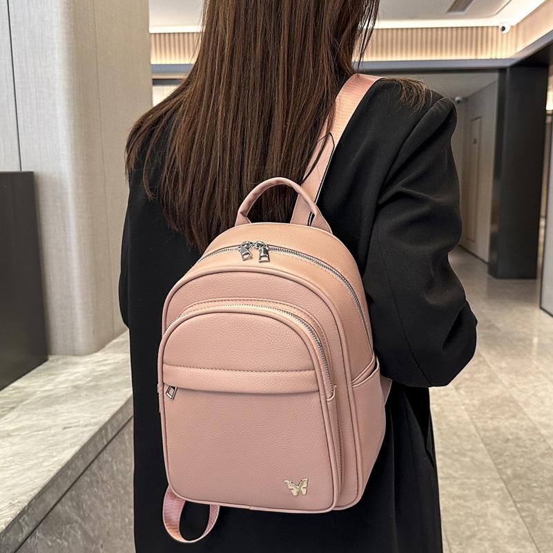 Sac à dos avancé pour femme, Nouveau sac à dos tendance et simple en cuir souple pour femme, Sac à dos de voyage décontracté et polyvalent