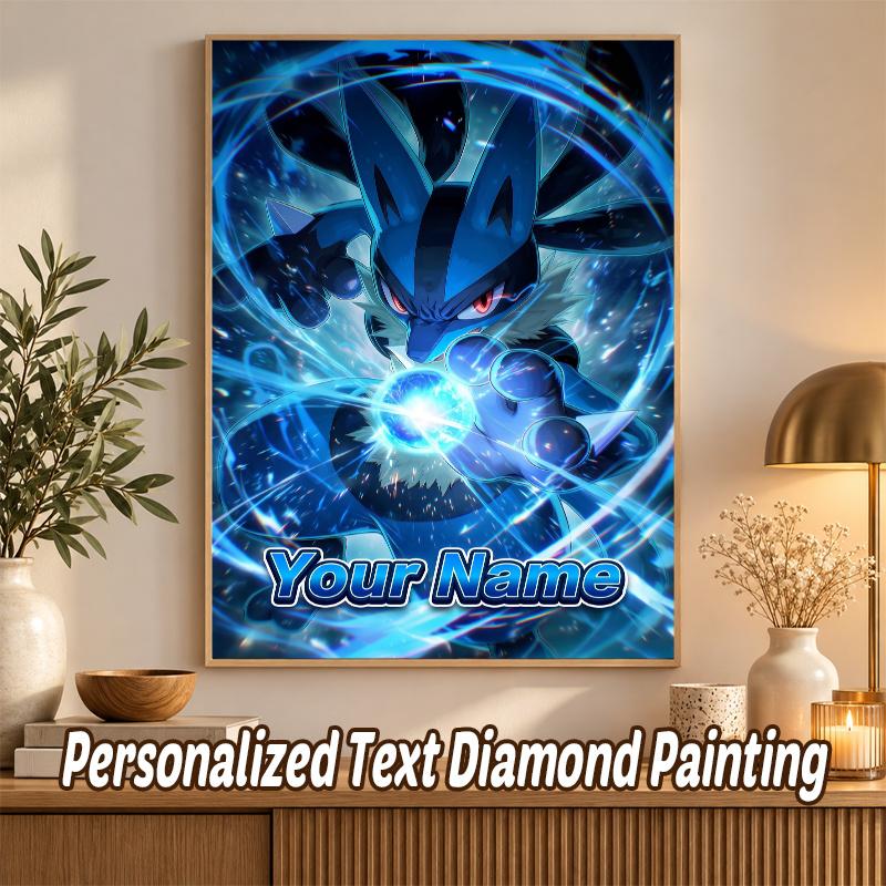 Lucario Custom Name Diamond Painting Personalized 5D Full Drill DIY Diamond Art Home Decor