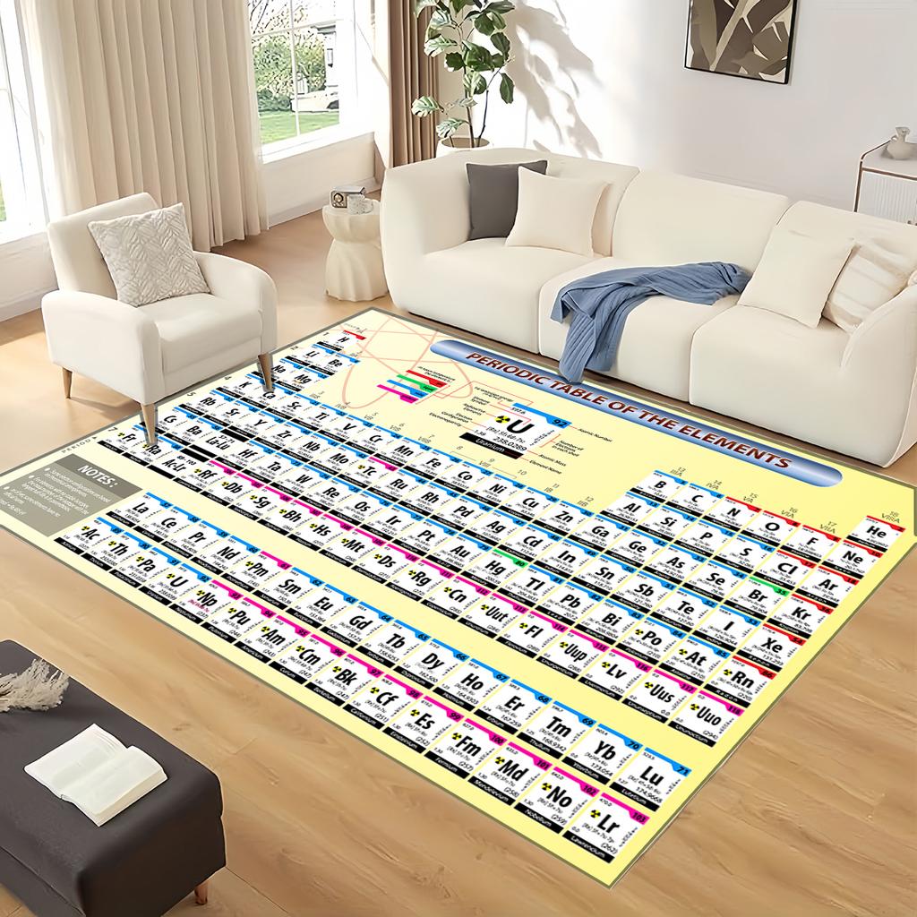 Retro Periodic Table of Elements Physics Formula Area Rug Carpet for Living Room Bedroom Home Decor,Non-slip for Sofa Doormat