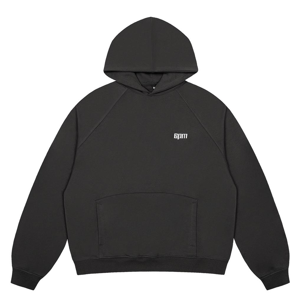 Trendige 6PM schwere Baumwoll-Reißverschlussjacke: Lockerer Schnitt, Streetwear-Stil mit aufgesetzter Stickerei.