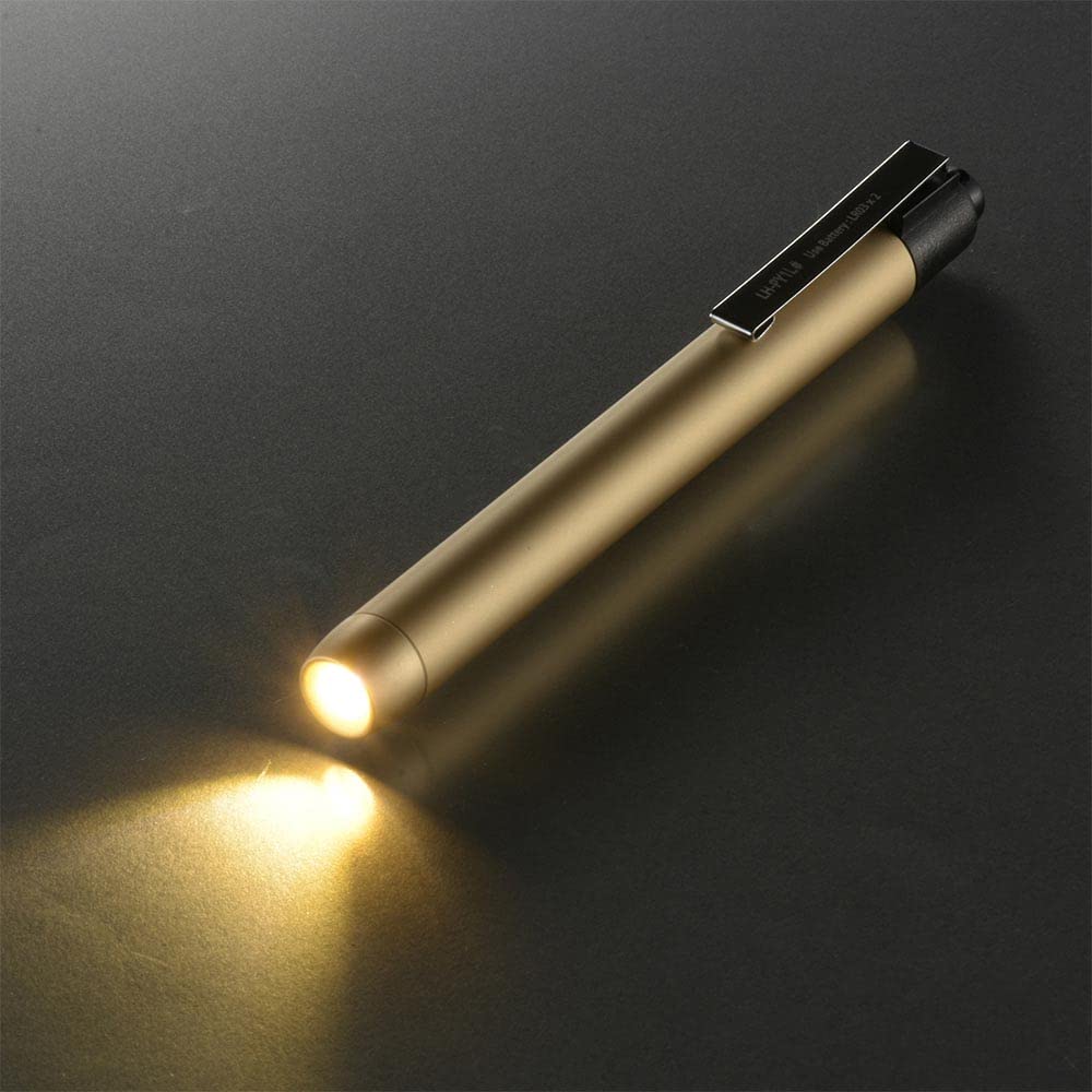 OHM Electric LED Handheld LED 20 Warm Lightweight Aluminum Flashlight, Light, Penlight, Lumens, White, Gold, Body, LH-PY1L-G2 08-1002