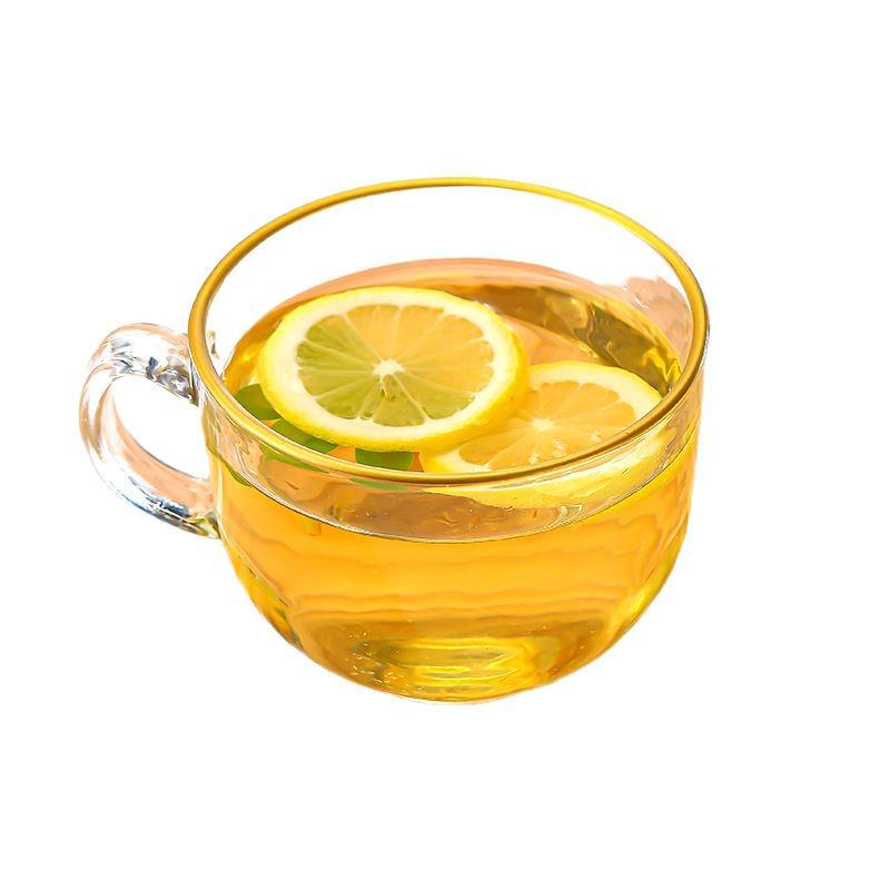 Retro Sunflower Embossed Glass Cup with Gold Rim and Handle - Large Capacity for Milk or Breakfast Beverages