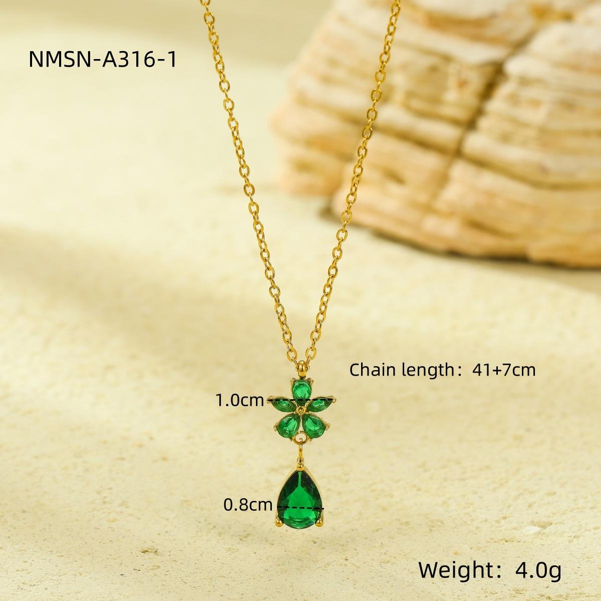 GEMCHIC Women s Stainless Steel Petal Zircon Pendant Necklace Fashion Casual Trendy Jewelry