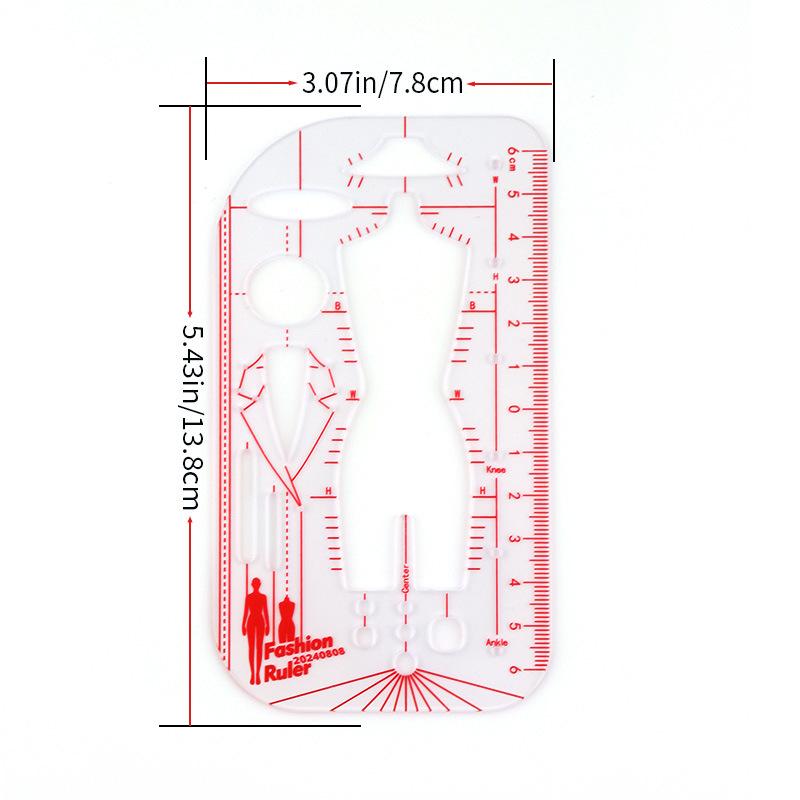 1Pcs Clear Illustration Diy Quilting Clothing Design Rulers  Drawing Template Ruler For Drafting Clothing Designers