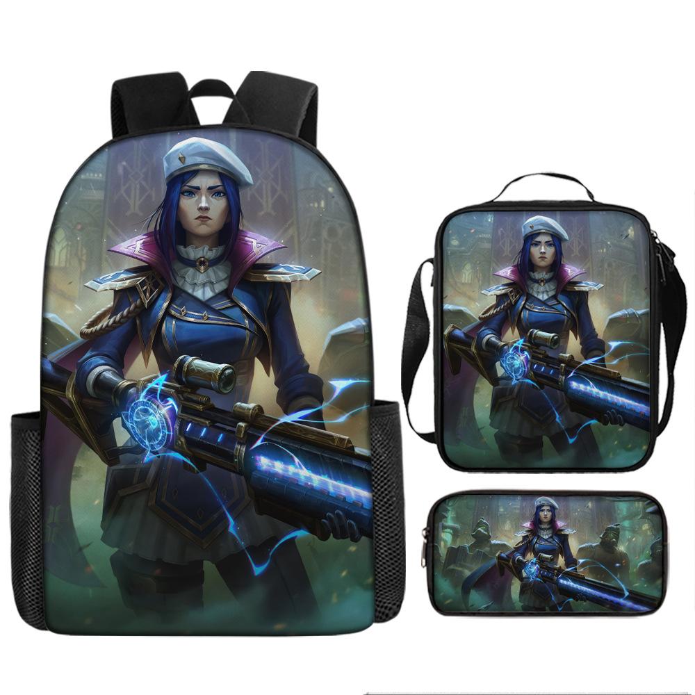 Battle of the Twin Cities Arcane Children's School Bag Pencil Case Backpack Elementary School Cartoon Backpack Three-piece Set