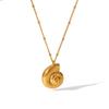 INS Style 18k Gold Stainless Steel Conch Shell Pendant Necklace for Women