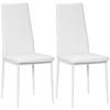 Conjunto de 2 cadeiras de jantar com encosto alto, estofamento sintético e pernas de aço, branco