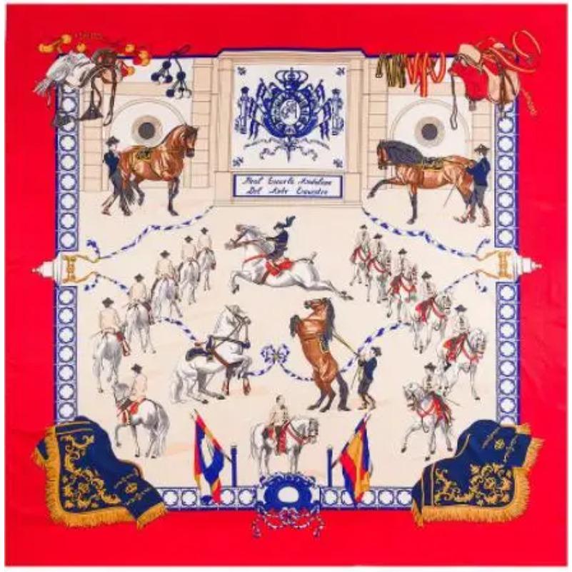 New Twill Silk Scarf Square Scarf Bandana Horse Printing Winter Scarf for Women Shawls Luxury Brand Silk Scarves Wrap D705