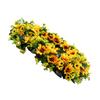 Künstlicher Sonnenblumenkranz mit grünen Blättern Hängender Falscher Frühlingskranz für Haustür Eingangsbereich Wand Heimdekoration