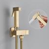 6 Finishes Pressurized Brass Bidet Shattaf Sprayer Complete Set Single Cold Water Wall Mount Handheld Spray Gun
