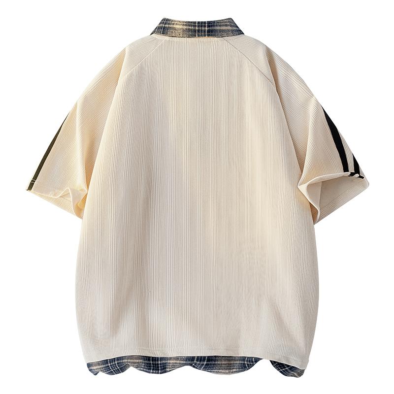 Summer Short-sleeved T-shirt Shirt Color Block Men's POLO Shirt