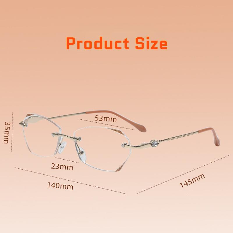 Blue Light Myopia Glasses Women Ultralight Rimless Prescription Glasses -100 To -500 Female Shiny Diamond Leg Computer Eyewear