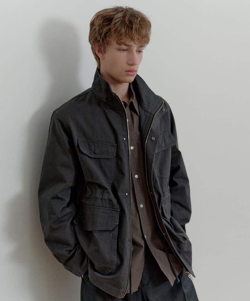 TMAKER Cotton Blend Fielded Jacket Charcoal