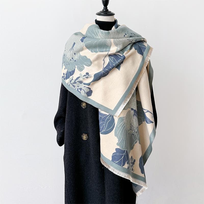 New Luxury Design Winter Two-Sided Cashmere Jacquard Scarves High Quality Women Thicken Wrap Shawl Ladies Wool Pashmina Scarf