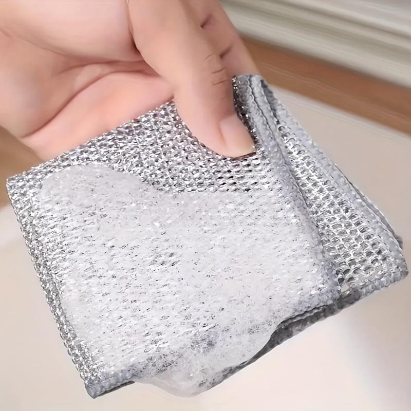 12pcs New Multifunctional Non-Scratch Wire Dishcloth Restaurant Multipurpose Wire Dishwashing Rags Grid Wet Dry Scrubs Cleans