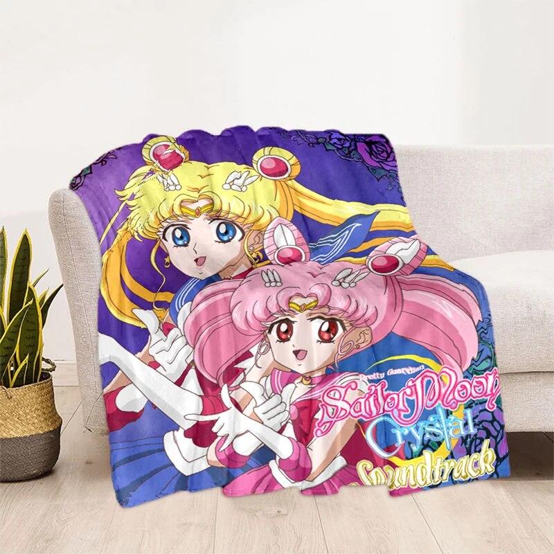 Deka s potiskem Sailor Moon Pretty Soldier Ultra lehká měkká plyšová deka z flanelu na rozkládací pohovku Pohovka Kancelářské dárky