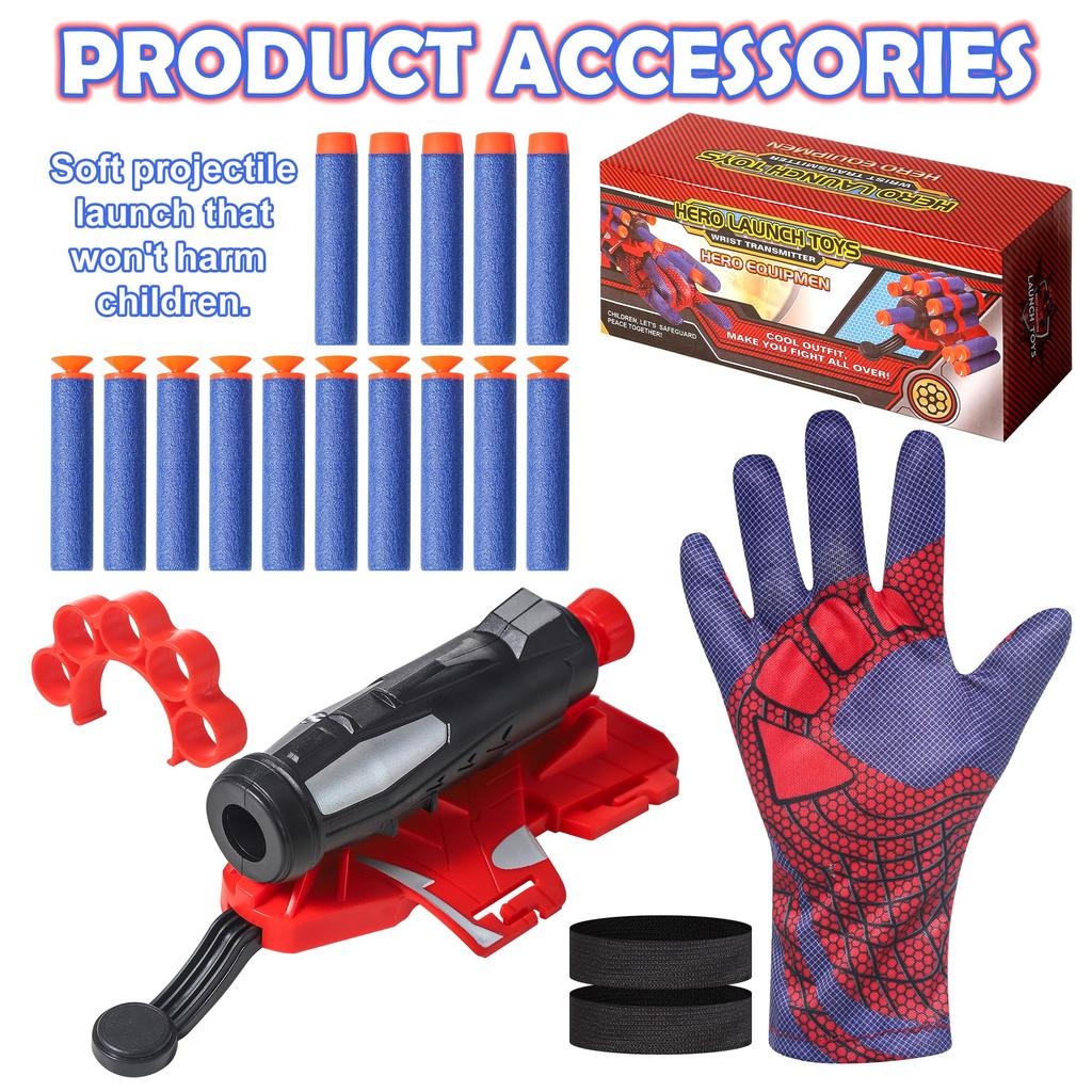 AIUAZA Shooting Cosplay Transmitter with Wrist Costume for Children 6 and Up Toy, Children's Gloves, Shooting,