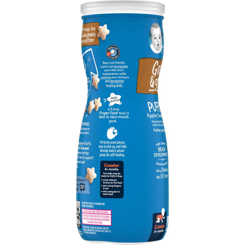 Gerber Puffs, Grain Puff Snacks, Ages 8 Months and Up, Peach Flavor, 1.48 Oz (42 G)