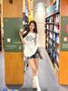 Vintage Polka Dot Letter Printed Women's New Trendy Loose Couple Tops for Summer, Korean Style