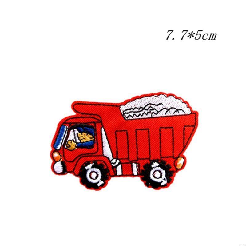 10Pcs DIY Engineering Vehicle Excavator Embroidery Fabric Clothes Patches Hot Melt Back Adhesive for Kids Shirts Pants Bag