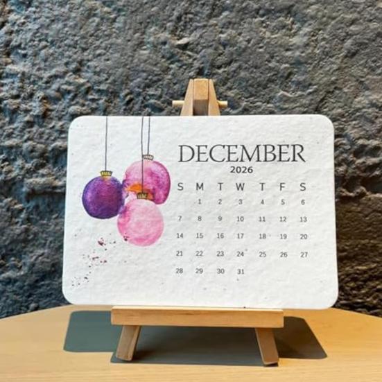 Plantable Seeds Paper Calendar 2026 Biodegradable Plantable Calendar with Wildflower Seeds Monthly Growable Planner for Eco-Friendly Office