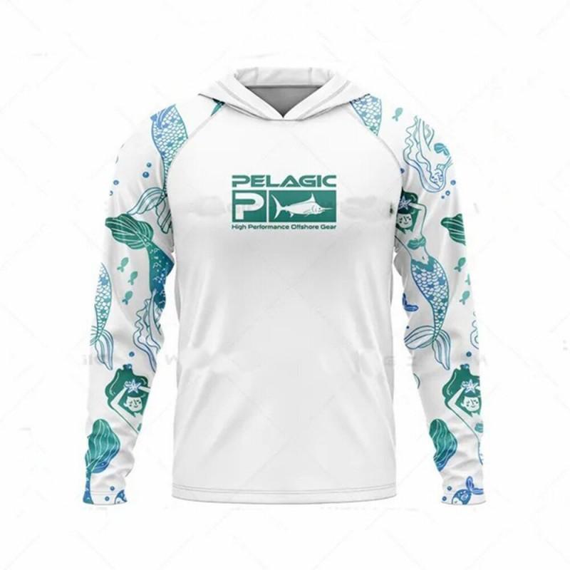 Mens Long Sleeve UV Protection Fishing Shirt Breathable Quick Dry Hooded Sunproof Outdoor Angling Top