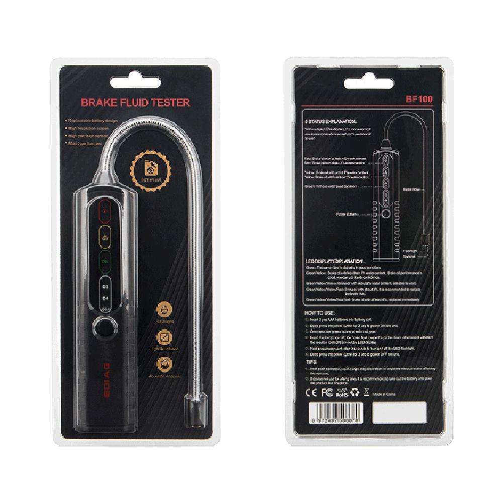 Auto Brake Diagnostic Tool LED Indicators Hydraulic Oil Moisture Analyzer Brake Liquid Detector Oil Quality Checker for Vehicle