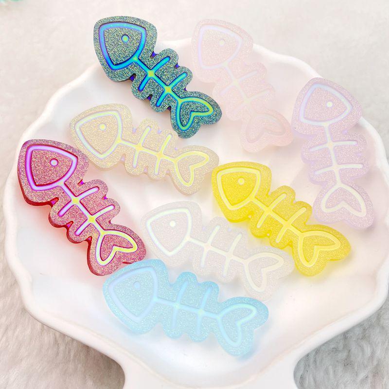 

8Pcs New Cute Colorful and Bright Fish Bones Series Flat Back Ornament Jewelry Bows Accessories