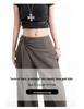 Women's Brown-Gray Wide-Leg Pants with Flowing Ribbons, 2026 New Style, Slimming, Good Drape, Casual Straight-Leg Suit Pants.