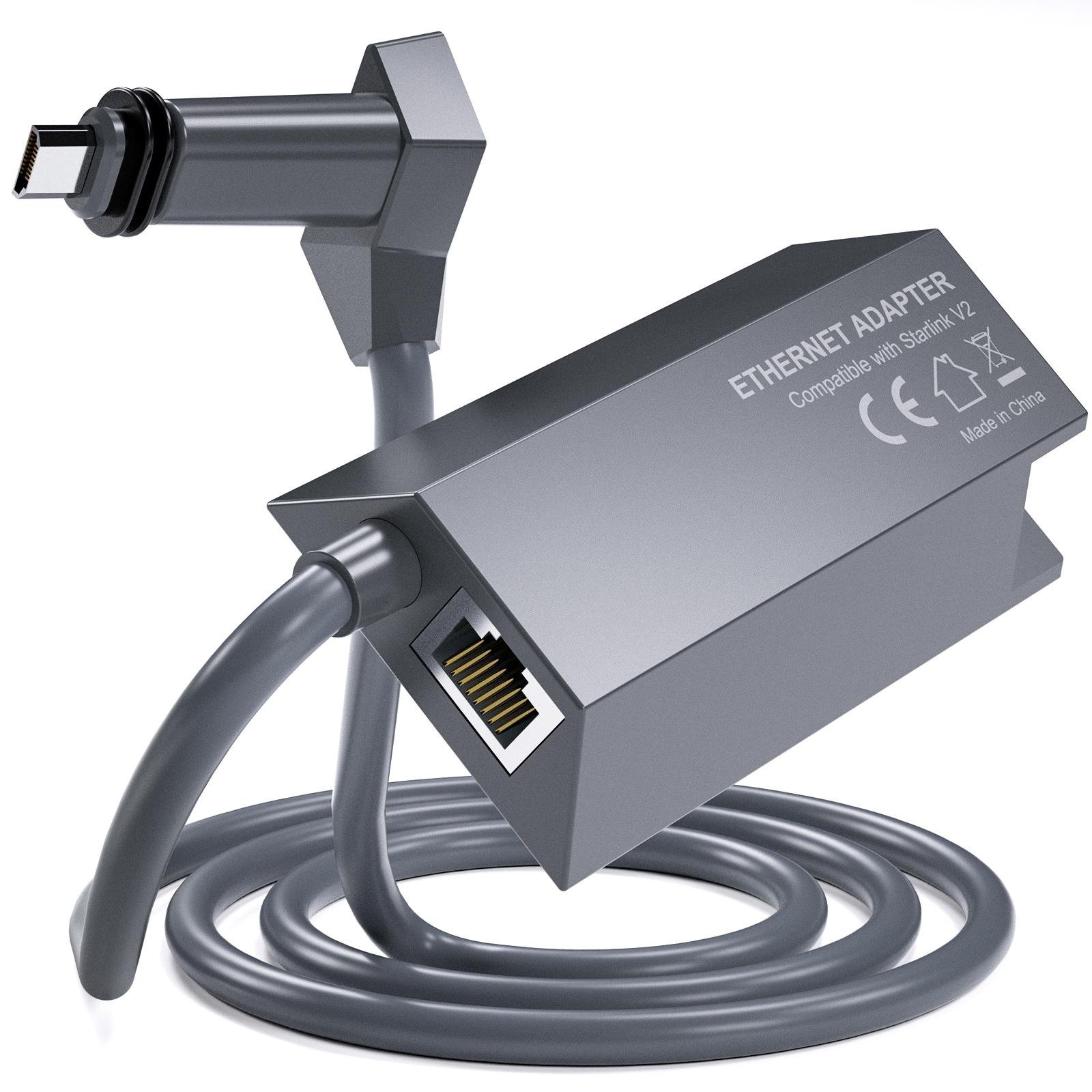 

Адаптер Ethernet Starlink для супутникової антени, супутникового інтернету V2, комплект Powerline для дротової зовнішньої мережі, адаптер Ethernet GEN2 сірий