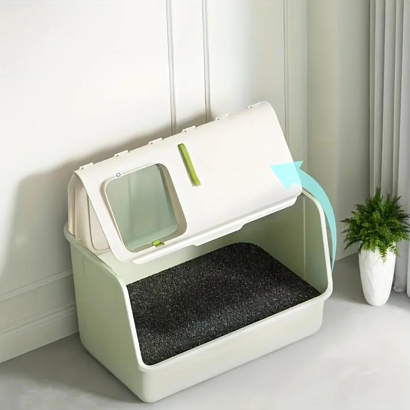 Extra Large Cat Toilet, Portable Detachable Litter Box, 2 Doors, with Handle, Suitable for Cats Under 20kg/44lb