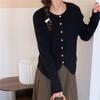 Solid Color Round Neck Irregular Hem Top Spring and Autumn Design Sense Retro Chic Knitted Sweater Women's Simple Fashion
