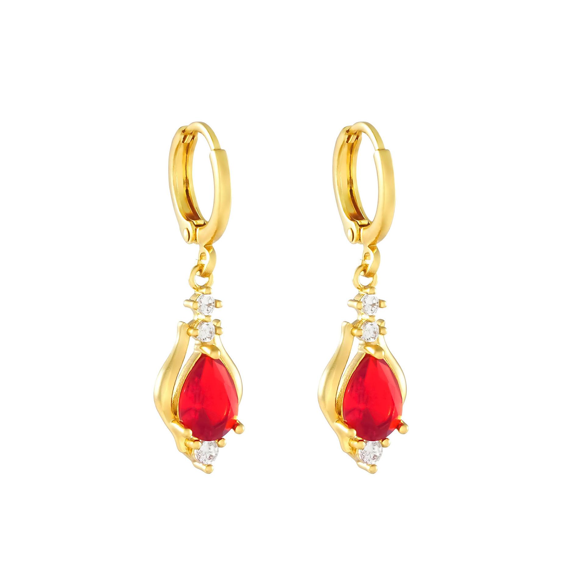 

Fashion Copper Earrings, Personalized Versatile Ruby Earrings, Zircon Earrings.