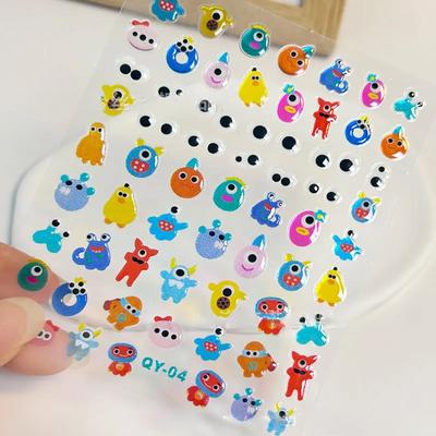 3D Jelly Nail Stickers Ice Transparent Cute Kawaii Jellyfish Nail Art Decals Ins Style Ocean Theme Scrapbooking Children Toy