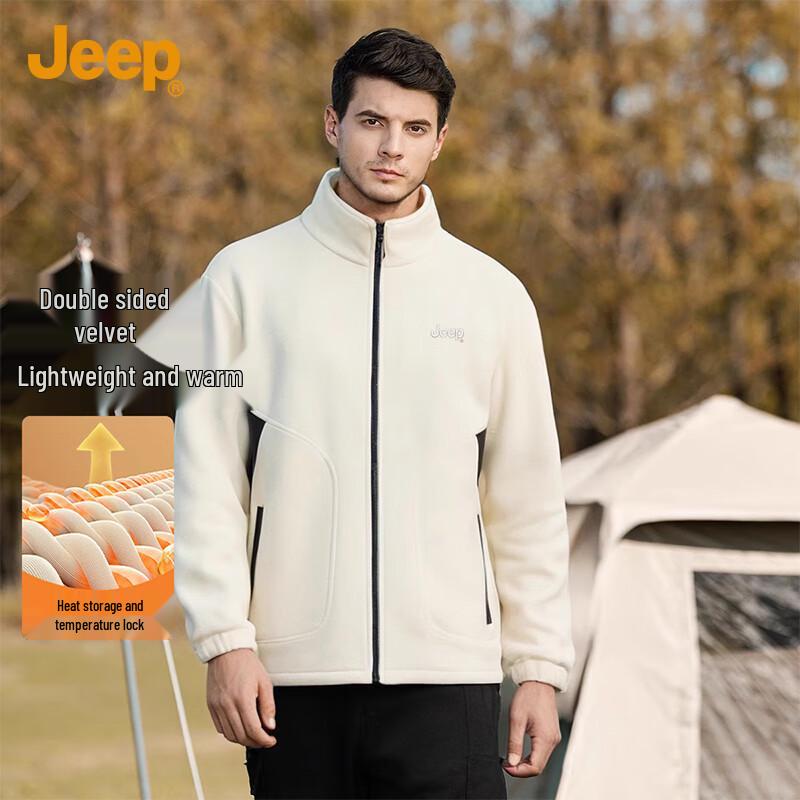 JEEP Men s Double-Sided Fleece Stand Collar Jacket XL