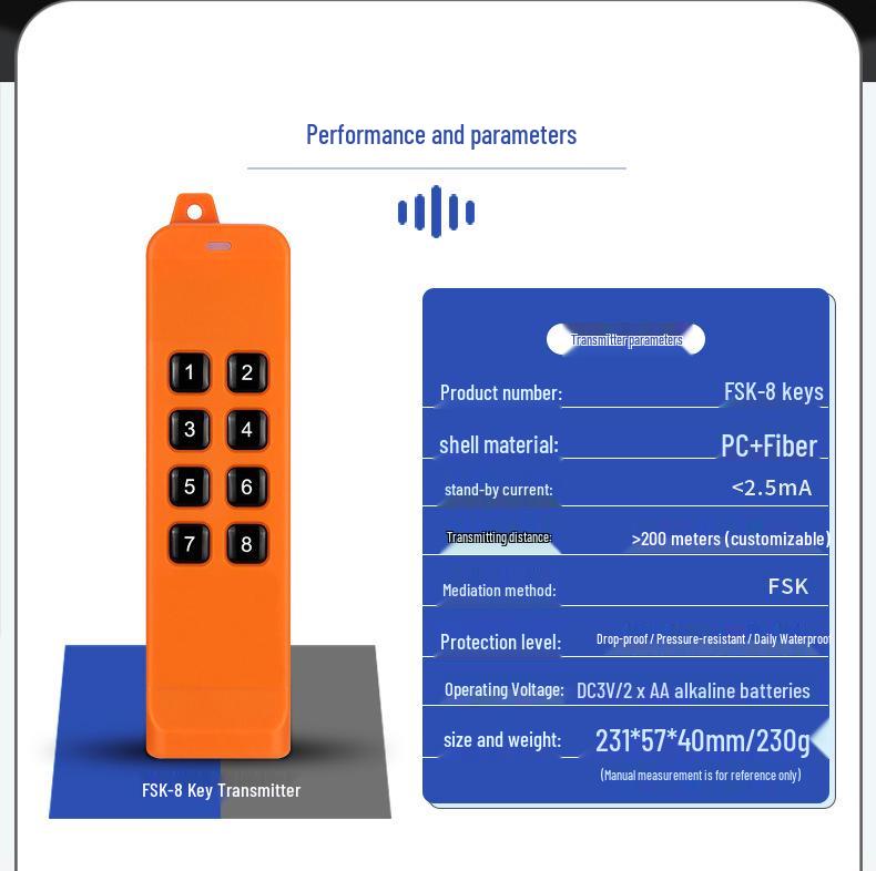 FSK Series 8-Channel Wireless Remote Control Switch, 12-36V DC Controller