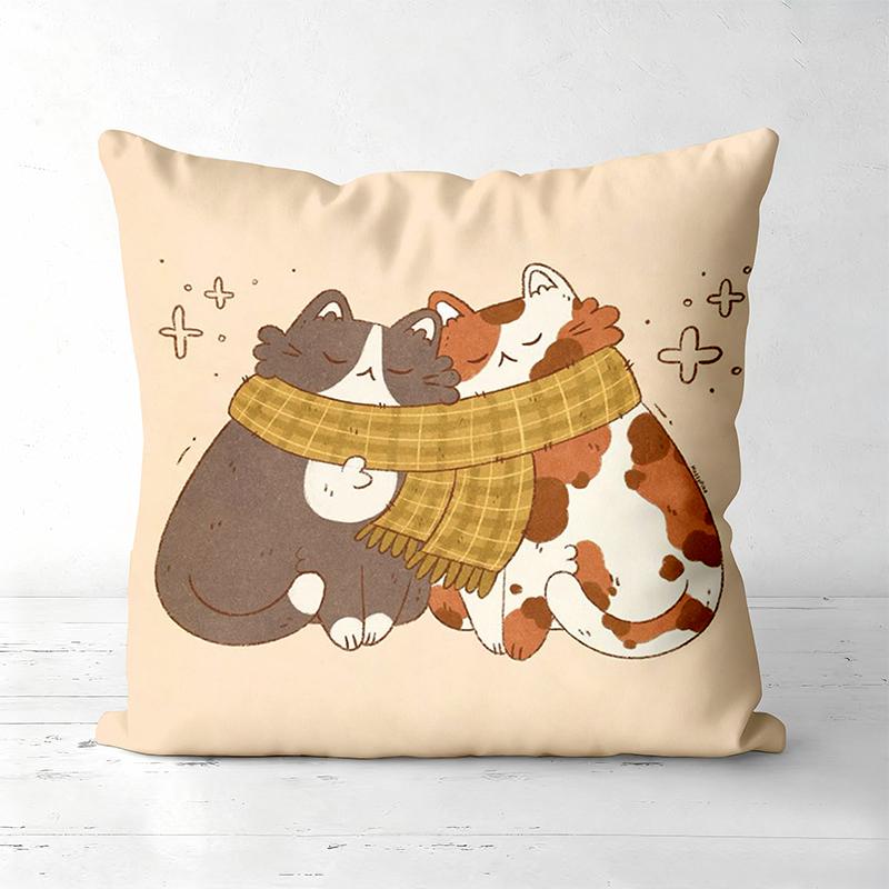 Autumn Cat Pattern Decorative Throw Pillow Cover D Printed Polyester Sofa Cushion Case for Home Living Room Decor