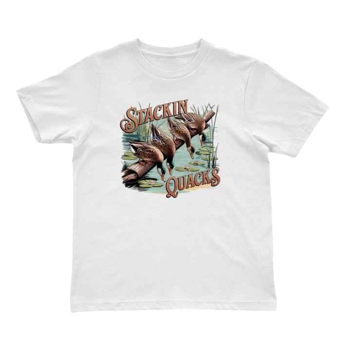 

Funny Duck Hunting T-Shirt Stackin Quacks Mallard Tee Gift for Outdoorsman L