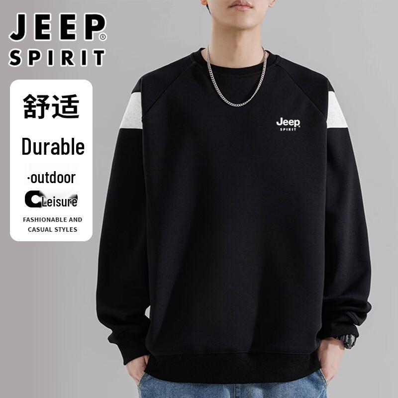 JEEP SPIRIT Men's Loose Fit Crew Neck Long Sleeve Sweatshirt