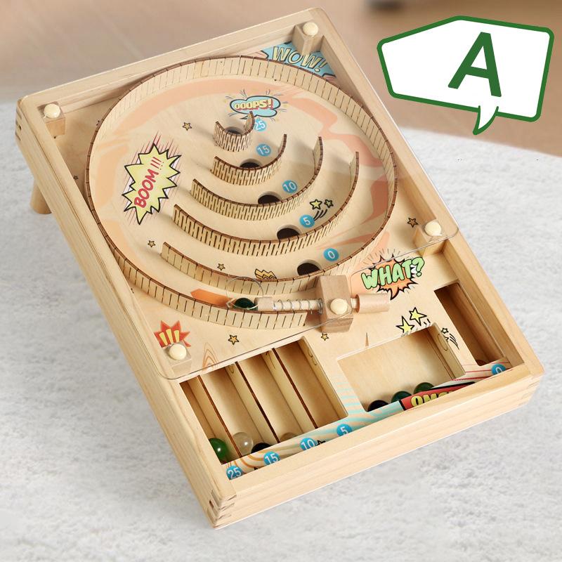 Wooden Pinball Machine Board Games Flipper Automat Mini Pinball Brain Teaser Pinball Table Game Party Social Adult Kids Toy Gift